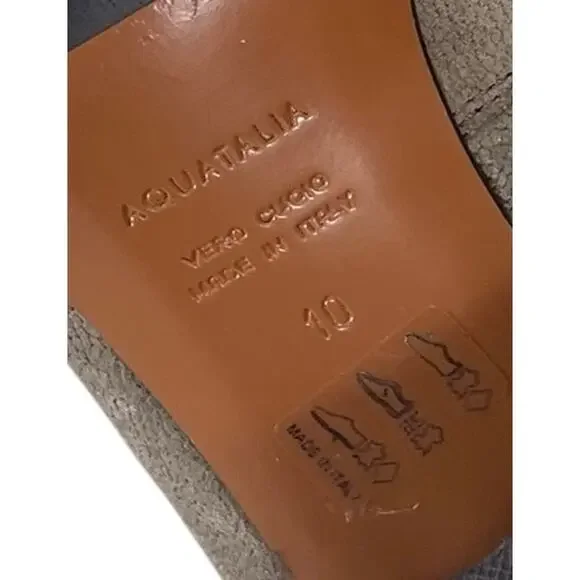 Aquatalia Suede Heeled Zip Ankle Boots Taupe Made in Italy Size US 10 - Picture 12 of 13